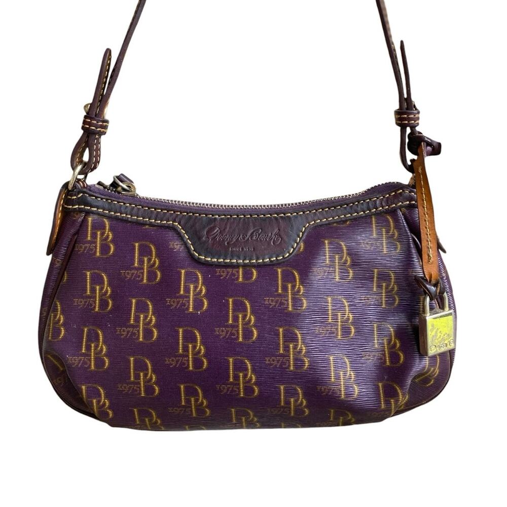 Vintage Dooney & Bourke 1975 Purple Monogram Patty Pouchette Bag Y2K Aesthetic
